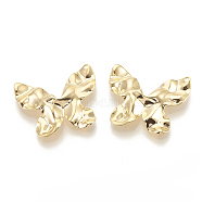 Brass Pendants, Butterfly, Bumpy, Nickel Free, Real 18K Gold Plated, 20x25x3.5mm, Hole: 1mm(X-KK-N190-06)