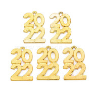 Rack Plating Alloy Pendants, Cadmium Free & Lead Free, Number 2022, Golden, 27.5x17x1.5mm, Hole: 1.6mm(PALLOY-S139-008-RS)