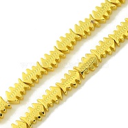 Electroplated Synthetic Non-Magnetic Synthetic Hematite Beads Strands, Fish, Golden Plated, 7.5~8x5.5x2.5mm, Hole: 0.7mm, about 53pcs/strand, 16.06''(40.8cm)(G-I360-Q01-01)