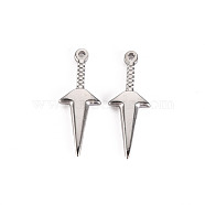 304 Stainless Steel Pendants, Dagger, Stainless Steel Color, 20x7.5x2mm, Hole: 1mm(STAS-S116-160P)