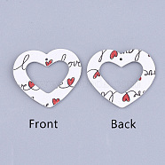 PU Leather Pendants, Heart, For Valentine's Day Jewelry Making, White, 35x39x1.5mm, Hole: 1.4mm(X-FIND-S299-45H)