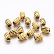Tibetan Style Alloy Beads, Cadmium Free & Nickel Free & Lead Free, Column, Antique Golden, 4x3mm, Hole: 1mm(GLF0405Y-NF)