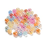 UV Plating Iridescent Opaque Acrylic Beads, Round, Mixed Color, 6mm, Hole: 1.5mm(MACR-K353-08A)