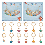 Alloy Enamel Star Pendant Locking Stitch Markers, 304 Stainless Steel Claw Clasp Stitch Marker, Mixed Color, 2.5~2.8cm, 2pcs/style, 6 style, 12pcs/set(HJEW-AB00048)