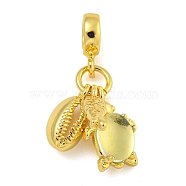 Rack Plating Brass & Resin European Dangle Charms, Shell Shape & Fish & Turtle Large Hole Pendants, Long-Lasting Plated, Cadmium Free & Lead Free, Real 18K Gold Plated, 25mm, Hole: 4mm(KK-I718-22G)