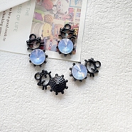 Alloy Rhinestone Pendant, Cute Cat Shaped Charms, Silver, Light Blue, 10x8mm(PW-WG75307-04)