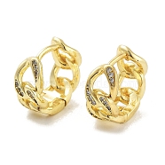 Real 18K Gold Plated Brass Hoop Earrings, Curb Chains Shape, Real 18K Gold Plated, 15.5x7.5mm(EJEW-L269-053G)