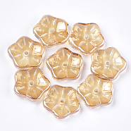 Electroplate Glass Beads, Flower, BurlyWood, 13.5x13.5x3.5mm, Hole: 1.2mm(EGLA-S175-10A)