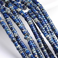 Dyed & Heated Natural Imperial Jasper Beads Strands, Heishi Beads, Flat Round/Disc, Blue, 6x3mm, Hole: 1mm, about 128pcs/strand, 16 inch.(X-G-M276-08-B)