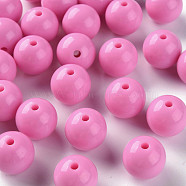 Opaque Acrylic Beads, Round, Hot Pink, 16x15mm, Hole: 2.8mm, about 220pcs/500g(MACR-S370-C16mm-A02)