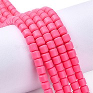 Handmade Polymer Clay Bead Strands, Column, Camellia, 6.5x6mm, Hole: 1.2mm, about 61pcs/strand, 15.75 inch(40cm)(X-CLAY-ZX006-01I)