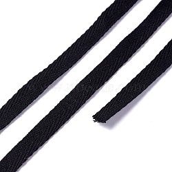 Cotton Cotton Twill Tape Ribbons, Herringbone Ribbons, for for Home Decoration, Wrapping Gifts & DIY Crafts Decorative, Black, 3/8 inch(9mm), about 10.93 yards(10m)/bundle(OCOR-XCP0001-20)