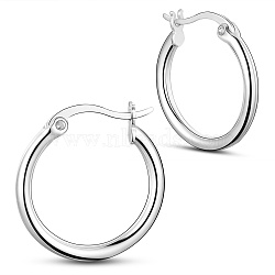 SHEGRACE Rhodium Plated 925 Sterling Silver Hoop Earrings, Platinum, 18x2mm(JE835A-02)