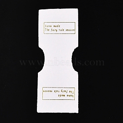 Folding Word Pattern Paper Jewlery Display Cards for Necklaces, Bracelets, Hair Ties, White, 8x3x0.04cm(CDIS-T004-17)