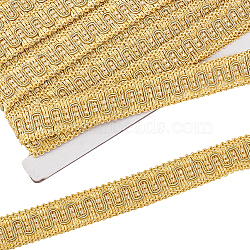 Ethnic Style Embroidery Polyester Ribbons, Garment Accessories, Floral Pattern, Gold, 7/8 inch(22mm), about 12.58 Yards(11.5m)/Card(OCOR-WH0067-58)