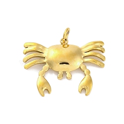 304 Stainless Steel Pendants, with Jump Ring, Real 18K Gold Plated, Crab, 19x24.5x3mm, Hole: 3mm(STAS-Z096-02G-04)