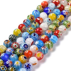 Handmade Millefiori Glass Beads Strands, Round, Colorful, Size: about 12mm in diameter, hole: 1mm, about 31pcs/strand, 16 inch(LK16)