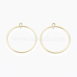 Brass Pendants, Nickel Free, Ring, Real 18K Gold Plated, 28x25x1mm, Hole: 1.6mm(X-KK-N231-177-NF)