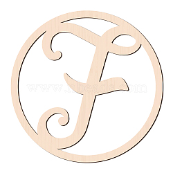 Laser Cut Wooden Wall Sculpture, Torus Wall Art, Home Decor Artwork, Flat Round with Letter, BurlyWood, Letter.F, 310x6mm(WOOD-WH0105-069)