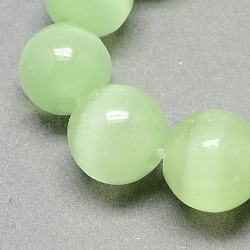 Cat Eye Beads Strands, Round, Pale Green, 12mm, Hole: 1.5mm, about 33pcs/strand, 14.5 inch(CE-R002-12mm-02)