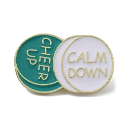 Alloy Cheer Up Calm Down Pill Shape Brooch, Enamel Pins for Backpack, Clothes, Green, 18x30x1.5mm(JEWB-R021-01D)