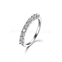 S925 Sterling Silver Clear Cubic Zirconia Finger Rings for Daily Wear and Parties, Silver, Inner Diameter: 15.5mm(QX0309-1)