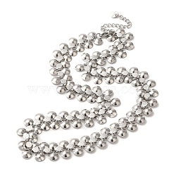 Handmade 304 Stainless Steel Necklaces, Flower Chains Necklaces, Stainless Steel Color, 16.14 inch(41cm)(NJEW-Q333-03B)