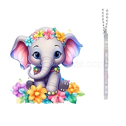 Acrylic Pendant Decorations, with Metal Finding, Car Decoration, Elephant, 74x76x3mm(PW-WG83140-03)