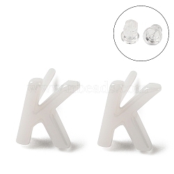 Hypoallergenic Bioceramics Zirconia Ceramic Stud Earrings, No Fading and Nickel Free, Alphabet, Letter K, 7x5mm(EJEW-F340-04K)