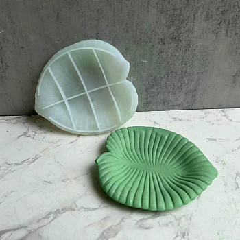 DIY Leaf Dish Tray Silicone Molds, Storage Molds, for UV Resin, Epoxy Resin Craft Making, White, 160x141x27mm