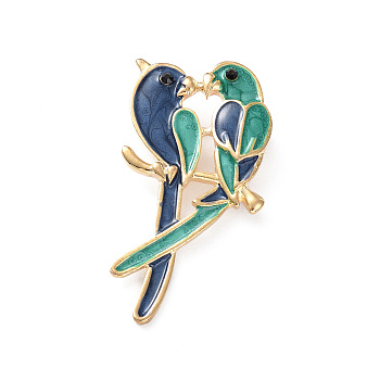 Christmas Theme Rhinestone Brooch Pin, Light Gold Alloy Badge for Backpack Clothes, Bird, 56.5x29.5x8mm