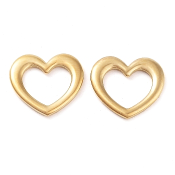 304 Stainless Steel Linking Rings, Heart, Real 14K Gold Plated, 13x14.2x1.5mm, Hole: 8.5x9mm