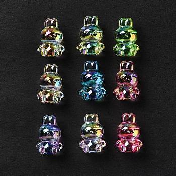 UV Plating Rainbow Iridescent Acrylic Beads, Rabbit, Mixed Color, 18x12x10.5mm, Hole: 2.6mm