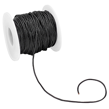 PandaHall Elite Cowhide Leather Cord, Round, Black, 1.5mm