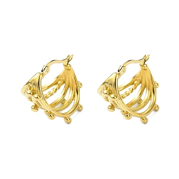 304 Stainless Steel Hoop Earrings, Jewely foe Women, Real 18K Gold Plated, None, 22x19mm