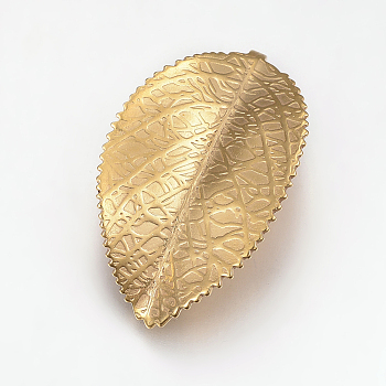 304 Stainless Steel Pendants, Leaf, Golden, 42x25x5mm, Hole: 3mm