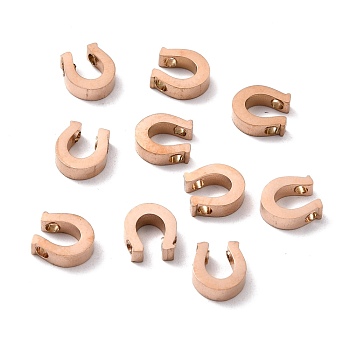Ion Plating(IP) 304 Stainless Steel Charms, Horseshoe, Rose Gold, 9x8x3mm, Hole: 1.8mm