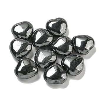 Natural Black Stone Beads, Half Drilled, Heart, 15.5x15.5x8mm, Hole: 1mm