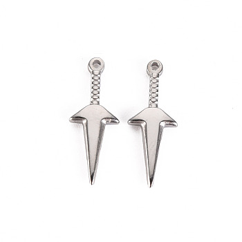 304 Stainless Steel Pendants, Dagger, Stainless Steel Color, 20x7.5x2mm, Hole: 1mm