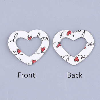 PU Leather Pendants, Heart, For Valentine's Day Jewelry Making, White, 35x39x1.5mm, Hole: 1.4mm