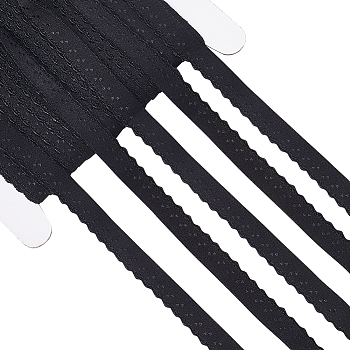 Chinlon Wavy Edge Elastic Band, Flat, Garment Accessories, Black, 10x1mm