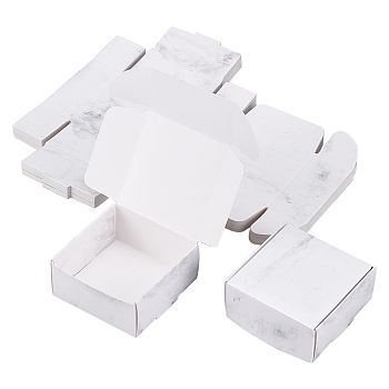 Marble Pattern Foldable Creative Kraft Paper Box, Wedding Favor Boxes, Favour Box, Paper Gift Box, Square, Light Grey, 6.5x6.5x3cm