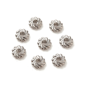 Eco-Friendly Alloy Spacer Beads, Long-Lasting Plated, Cadmium Free & Nickel Free & Lead Free, Flower, Real Platinum Plated, 4.8x1.5mm, Hole: 1.2mm
