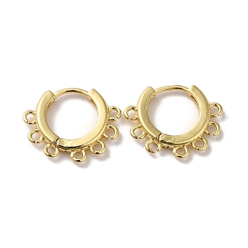Rack Plating Brass Hoop Earring Findings, with Loops, Long-Lasting Plated, Lead Free & Cadmium Free, Real 18K Gold Plated, 15x19x2.5mm, Hole: 1.4mm, Pin: 0.6mm