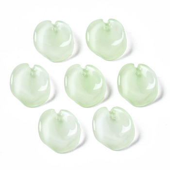 Spray Painted Imitation Jade Glass Pendants, Petal, Aquamarine, 20~21x18~19x7~8mm, Hole: 1mm