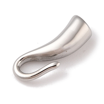 Non-Tarnish 304 Stainless Steel Hook Clasps, Fish Hook Charms, For Leather Cord Bracelets Making, Hook, Polished, Stainless Steel Color, 19.5x8x6mm, Hole: 4mm