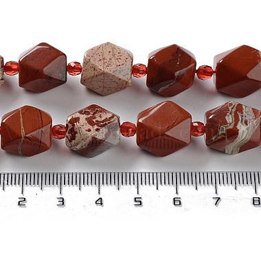 rouge naturel perles de jaspe brins(G-C182-12-01)-5