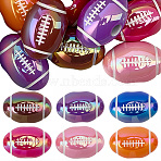 20Pcs UV Plating Opaque Acrylic Beads, Iridescent, Rugby, Mixed Color, 18.5x12.5x12mm, Hole: 3.5mm(MACR-SC0002-73)