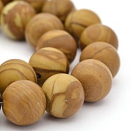 Natural Wood Lace Stone Round Bead Strands, 12mm, Hole: 1mm, about 33pcs/strand, 15.3 inch(G-J276-06-12mm)