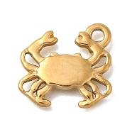 Ion Plating(IP) 304 Stainless Steel Pendants, Crab Charm, Golden, 15.5x17x18mm, Hole: 1.8mm(STAS-M075-08G)